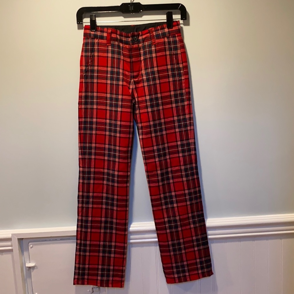 Janie and Jack Boys Red and Black Plaid Wool Pant